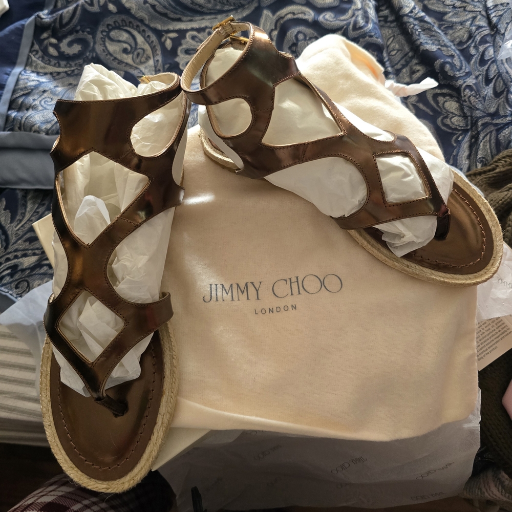 Jimmy Choo Mirror Bronze Heels